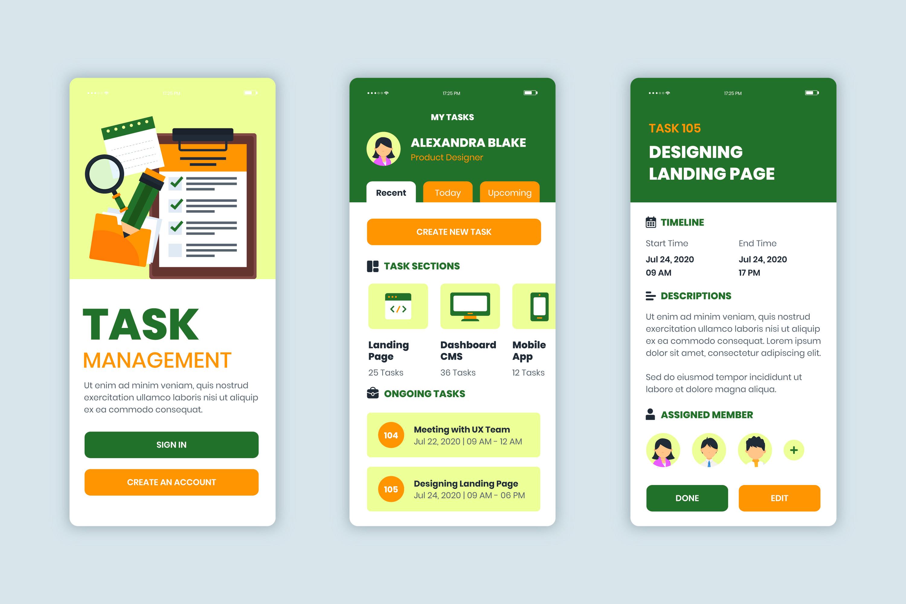 Screenshot of a task manager application